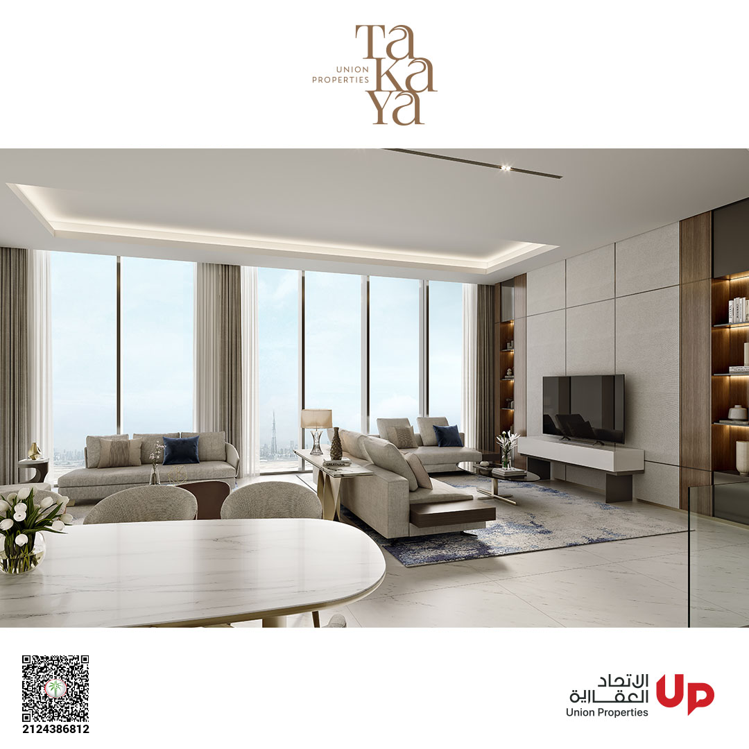 Spacious living and dining area in a TAKAYA two-bedroom residence